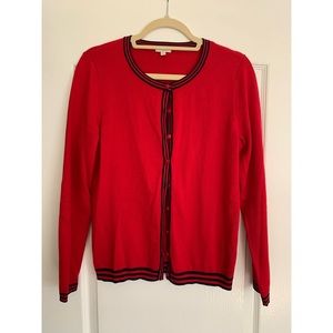 Talbots Red Cardigan with Black Trim